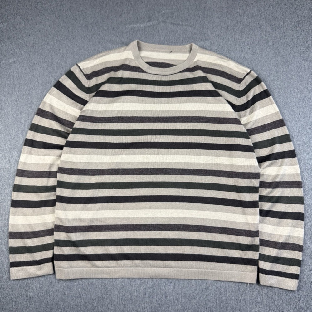 Y2K Striped Long Sleeve Shirt Mens XL Brown Green Tan Earthy Grunge Skater